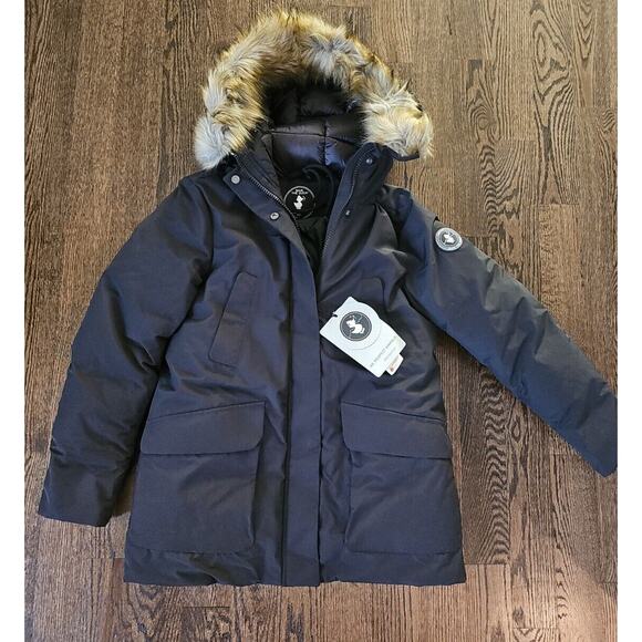 Save The Duck COPY Classic Faux Fur Hooded Arctic Parka Brown Coat $649 Sz L - Picture 1 of 5